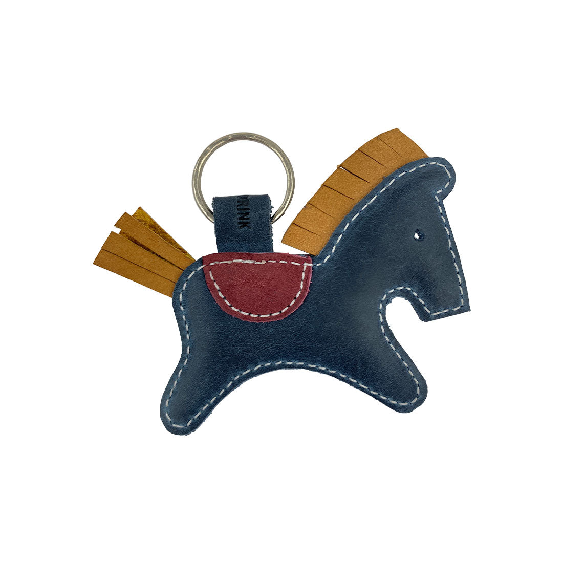 Side view of the horse Critter Key Chain from Hide & Drink, displaying its unique details and craftsmanship. This delightful Animal Key Ring Holder is made from durable Full Grain Leather, perfect for organizing keys in style. Handmade in La Antigua Guatemala & Oaxaca Mexico.