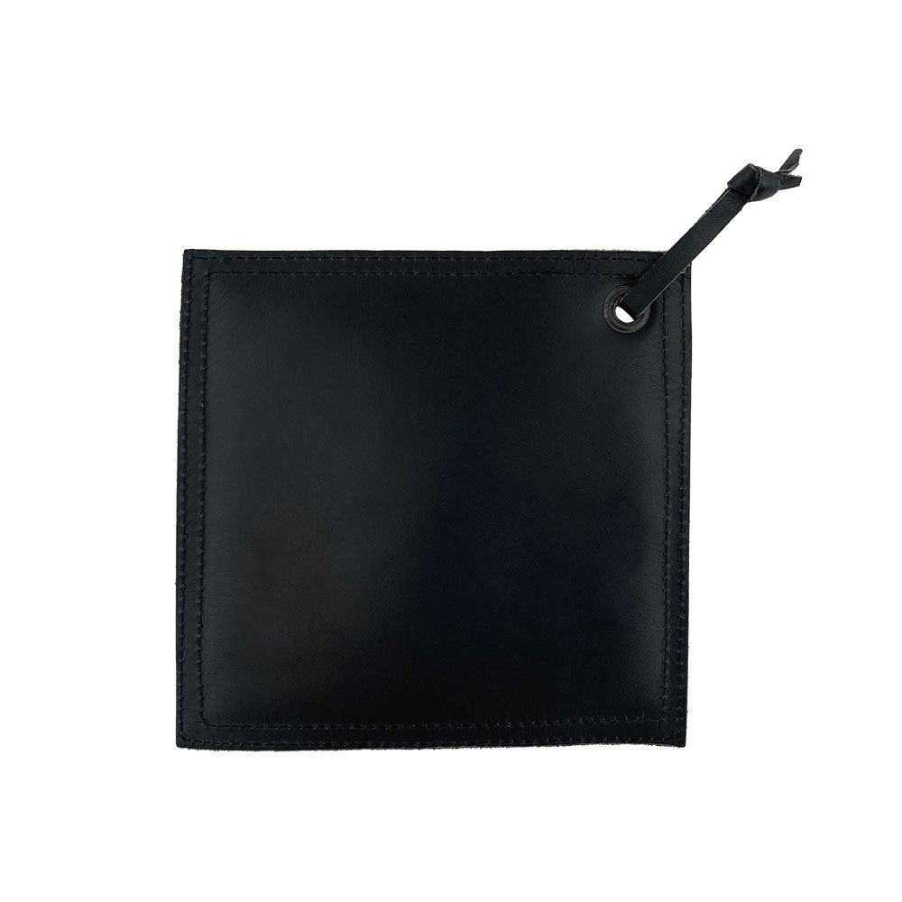Back view of the Hide & Drink Pot Pad in darker brown leather, showing it’s handcrafted nature. Ideal for holding hot items, this double-layered pot pad is both functional and stylish.