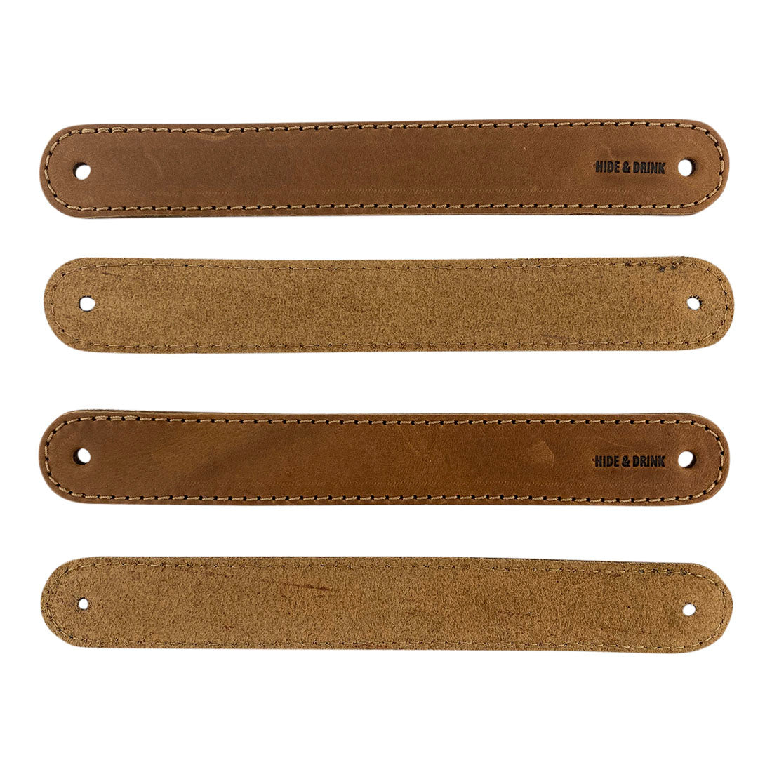 Hide & Drink Drawer Handles (4pk) showcasing the texture and quality of the leather, perfect for stylish enhancements. Each handle is easy to install and handmade by artisans in La Antigua Guatemala.