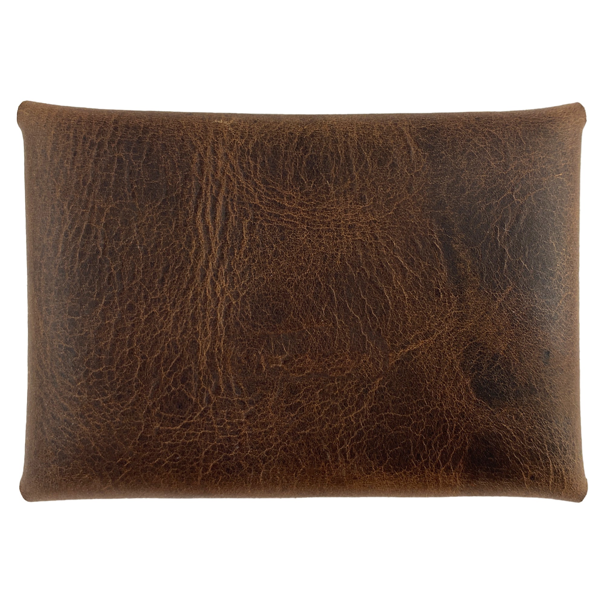 Elegant view of the Stylish Envelope by Heather's, showcasing its durable full grain leather design. This stylish envelope card holder offers a classy way to organize and compactly store your debit and credit cards, crafted with care through small batch production, hand cutting, and hand sewing, fire branded for a unique touch, and handmade in La Antigua Guatemala & Oaxaca Mexico.