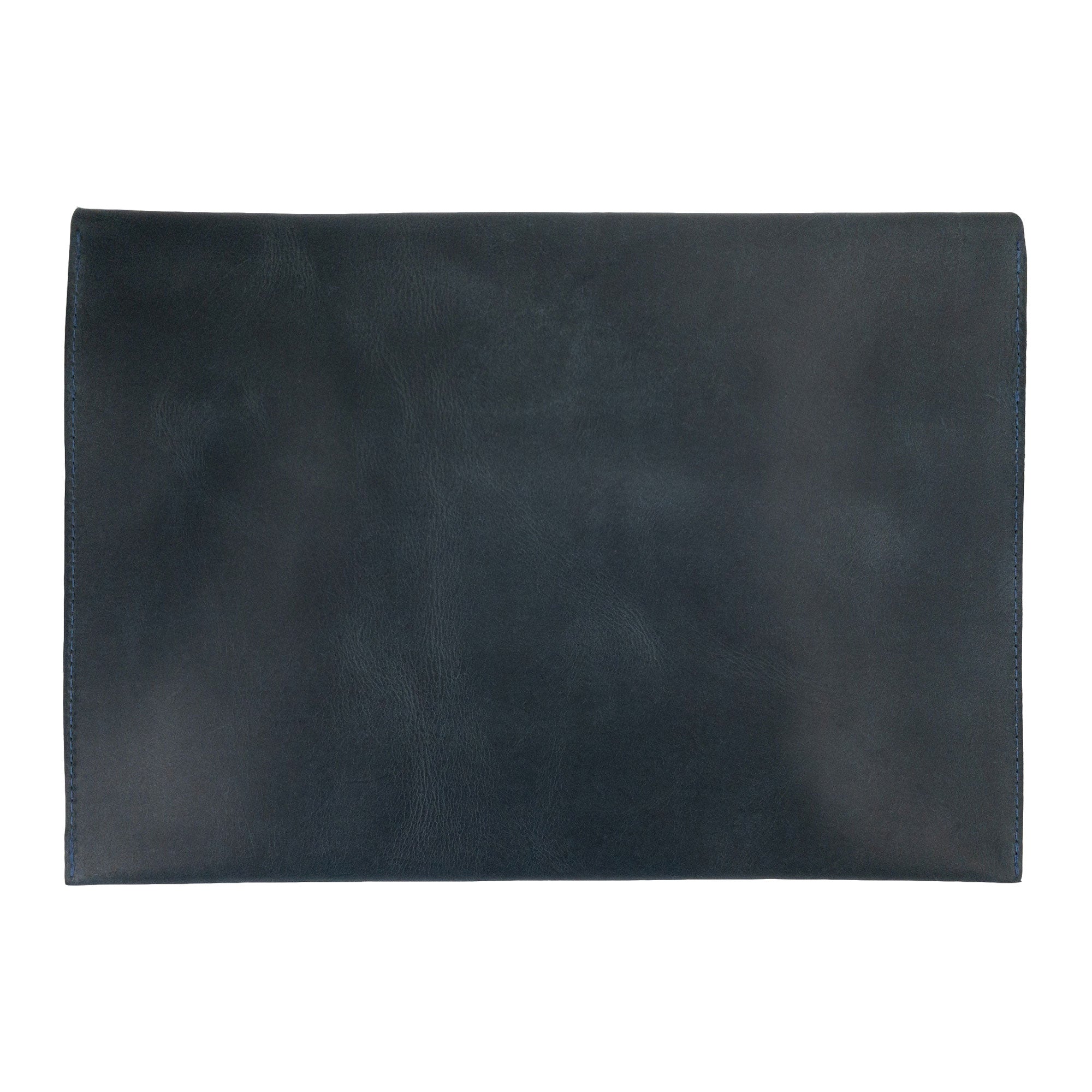 The back view of the black Hide & Drink MacBook Slim Case with 'I ♥ DAD' text, emphasizing a personal gift idea. Designed for MacBook Air/Pro 13 Inch with M1 Chip, this rustic case features high-quality full grain leather and artisan craftsmanship.
