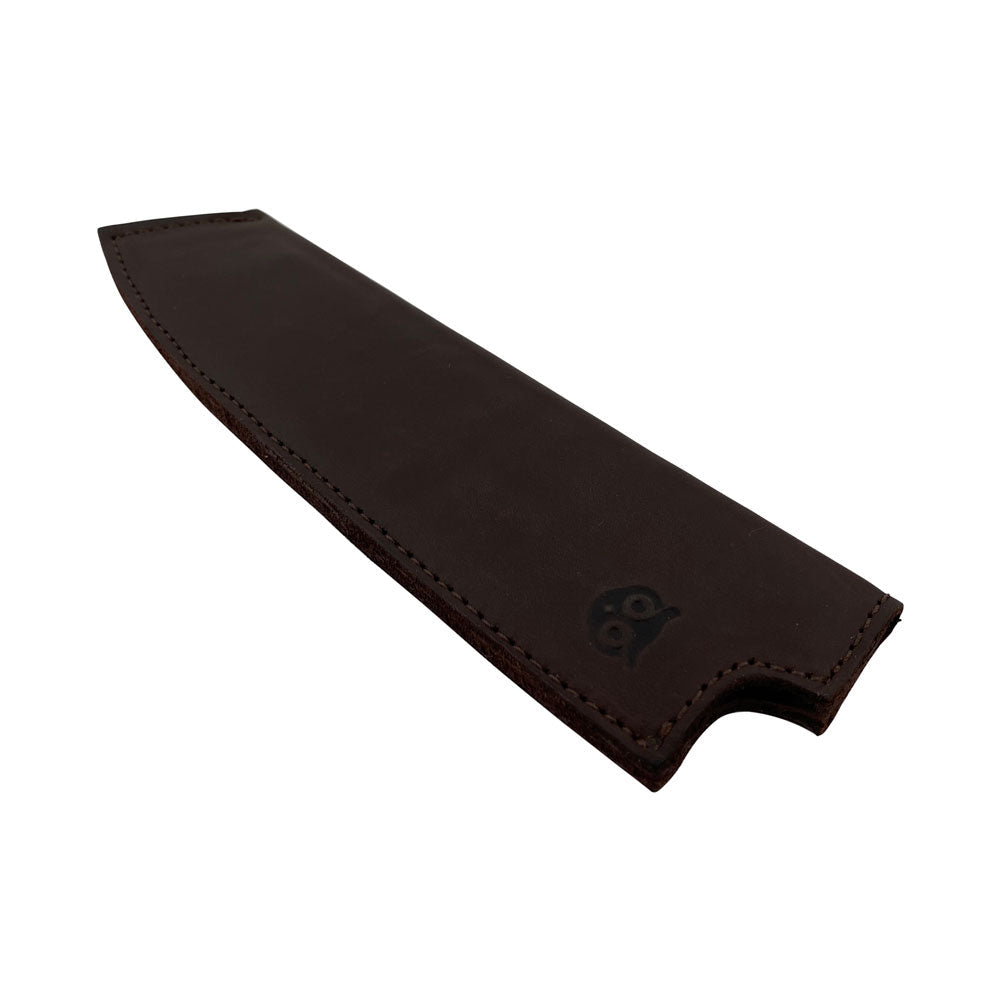 Hide & Drink's sleek Chef Knife Sheath with Thick Full Grain Leather designed for 180mm knives; this handmade item highlights artisan skill with fire branding in La Antigua Guatemala.