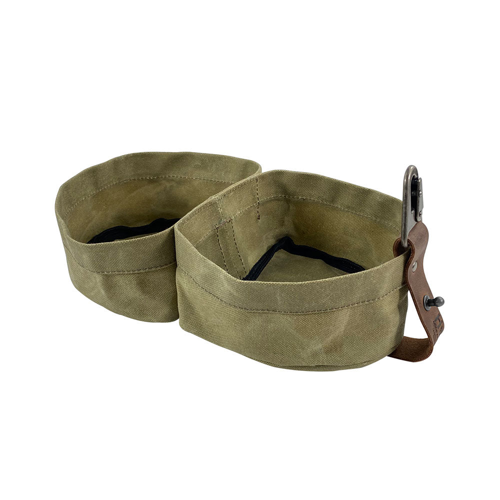 Waxed Canvas Travel Double Dog Bowl - Stockyard X 'The Leather Store'