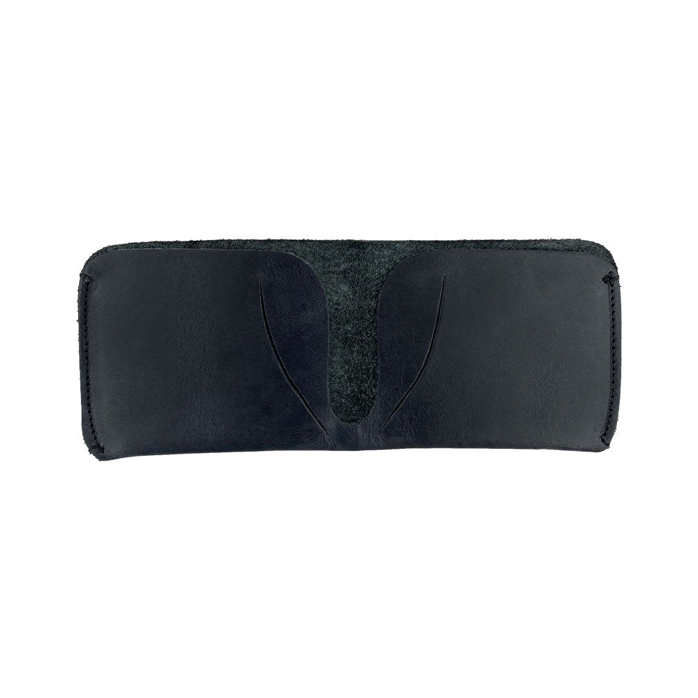 Dimensions of the Hide & Drink Minimal Wallet displayed beside a measuring scale. This sleek Full Grain Leather Classic Slimfold Wallet doubles as a Card Organizer Holder and Travel Accessory, crafted through Small Batch Production techniques by artisans from La Antigua Guatemala & Oaxaca Mexico.