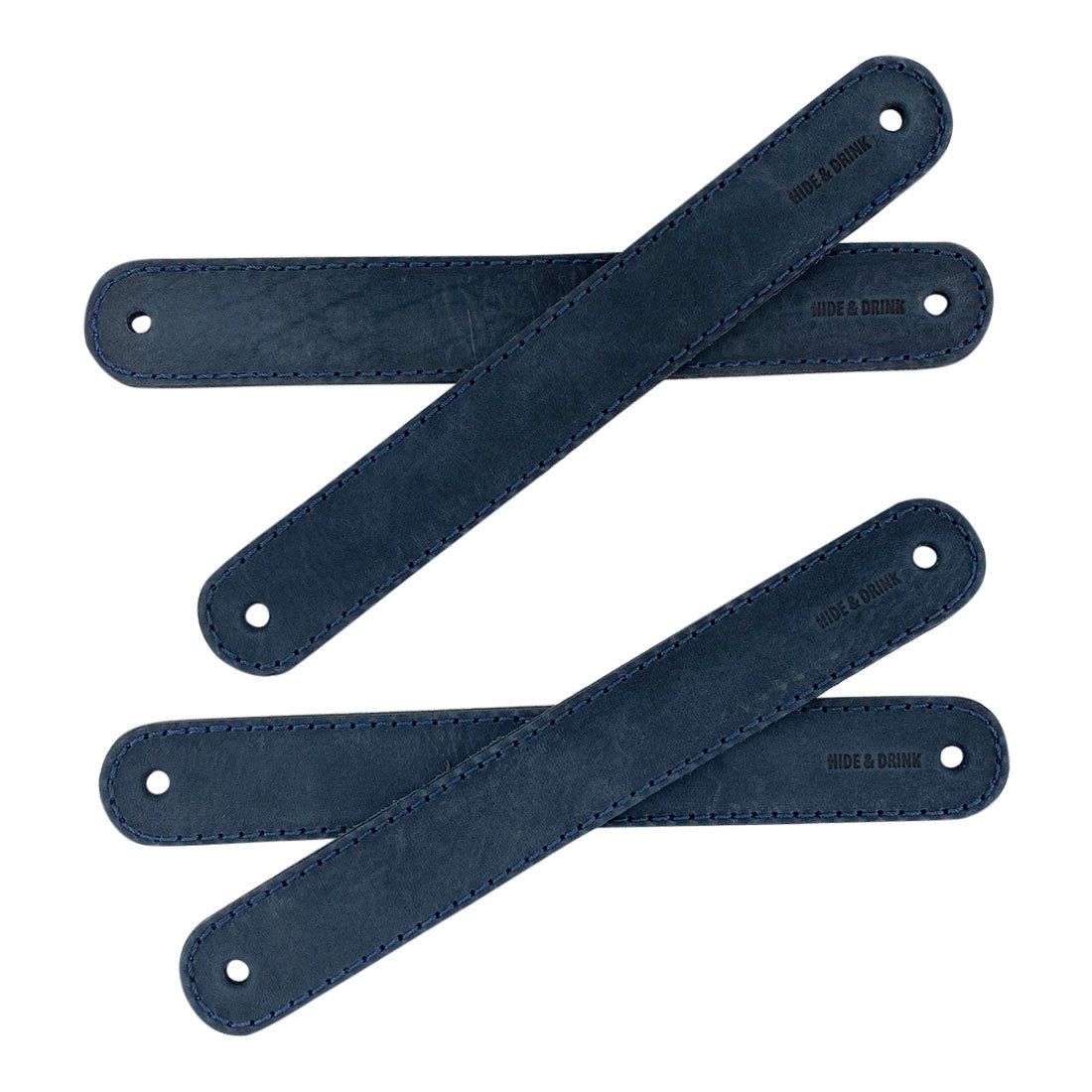 Hide & Drink Drawer Handles (4pk) featuring a close-up of beautifully finished leather, perfect for adding elegance to any furniture. Easy to install with pre-made holes.
