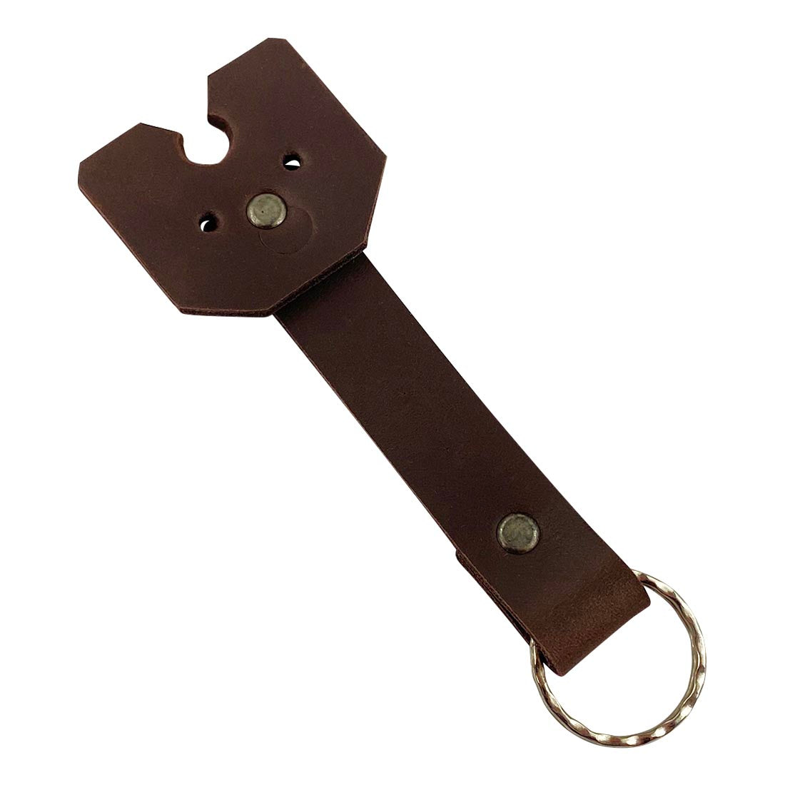 Front perspective of the Taco Dog Doggy Fob Keychain, demonstrating its stylish design and functional elements. This fob offers a durable, lightweight solution for keeping keys handy and is made from exquisite full grain leather, perfect as a thoughtful gift for dog lovers and supports artisan craftsmanship in La Antigua Guatemala.