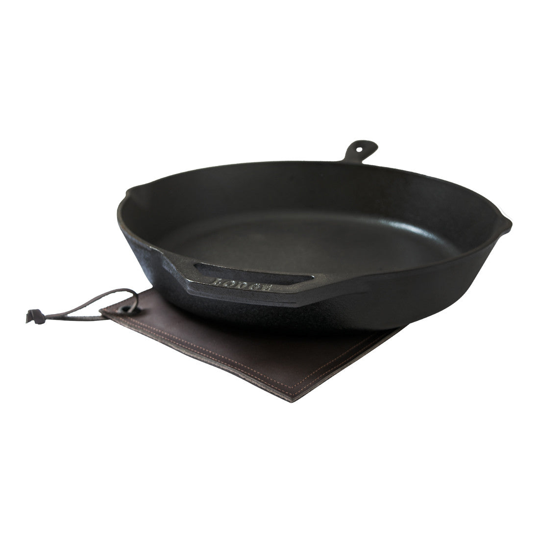 Hide & Drink Pot Pad in tan leather, featuring rustic charm and artisan craftsmanship. Ideal for hot cookware, this double-layered potholder is both practical and stylish.