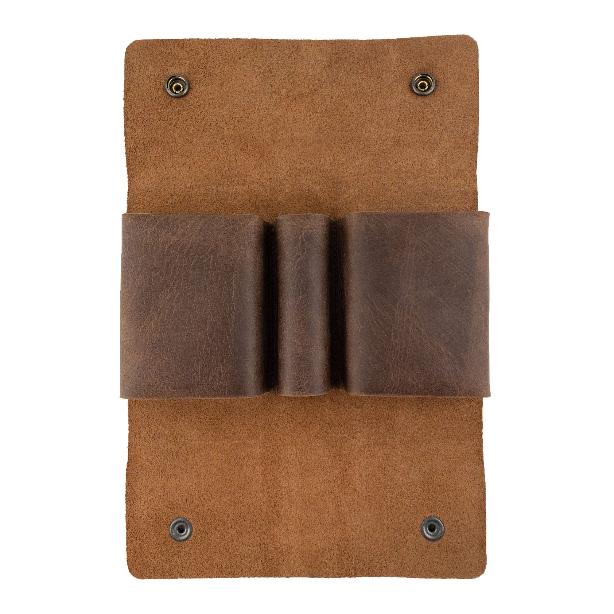 Interior view of Hide & Drink's Playing Card Case designed for cards and dice, handmade with premium Full Grain Leather. This deck and dice protector features a minimalist style, perfect for travel and poker gaming. Crafted with care in La Antigua Guatemala & Oaxaca Mexico.