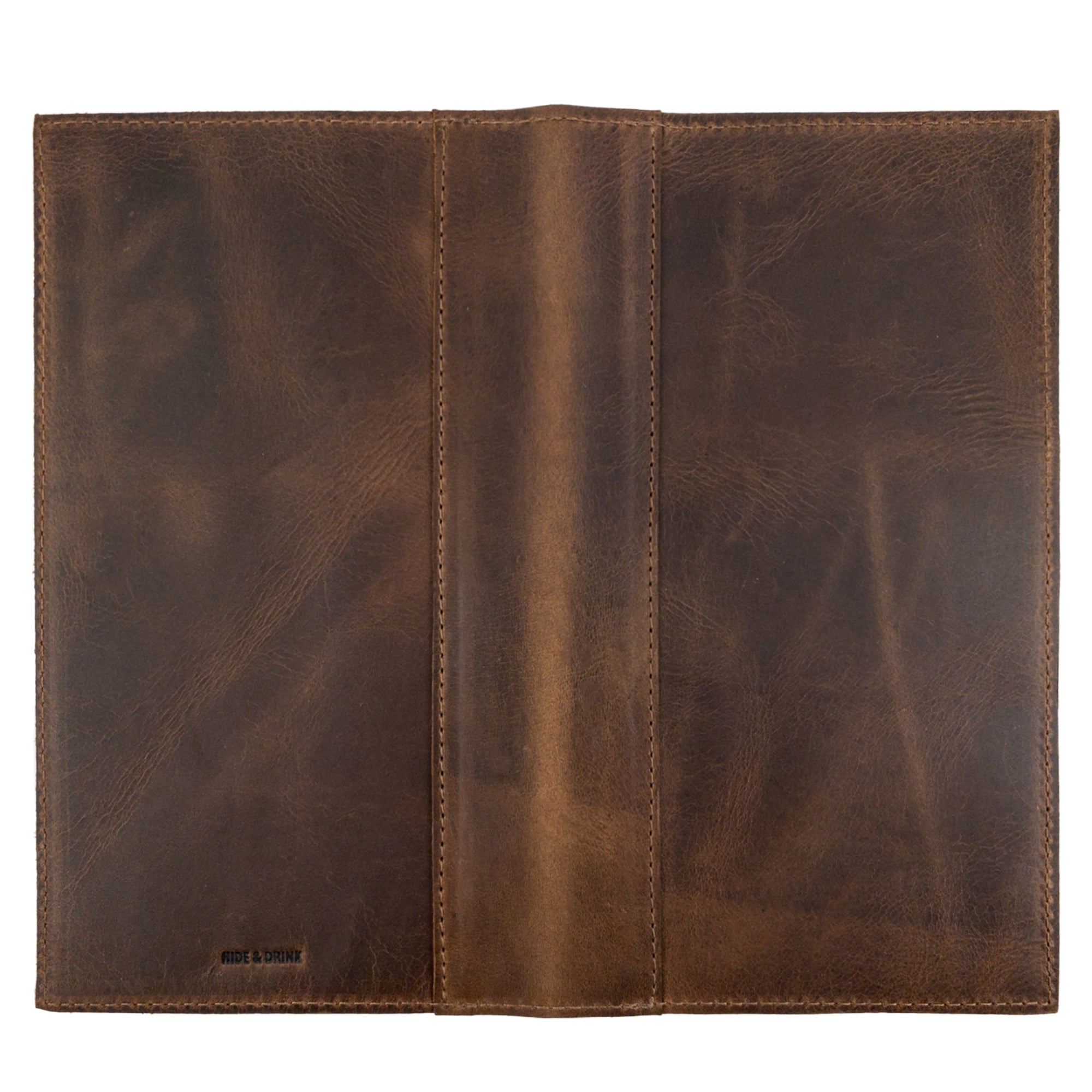 Inside view of the Fancy Check Presenter by Hide & Drink, highlighting its high-quality Full Grain Leather craftsmanship. This practical bill holder for waiters and waitresses embodies handmade elegance, styled with care and precision in artisan workshops.