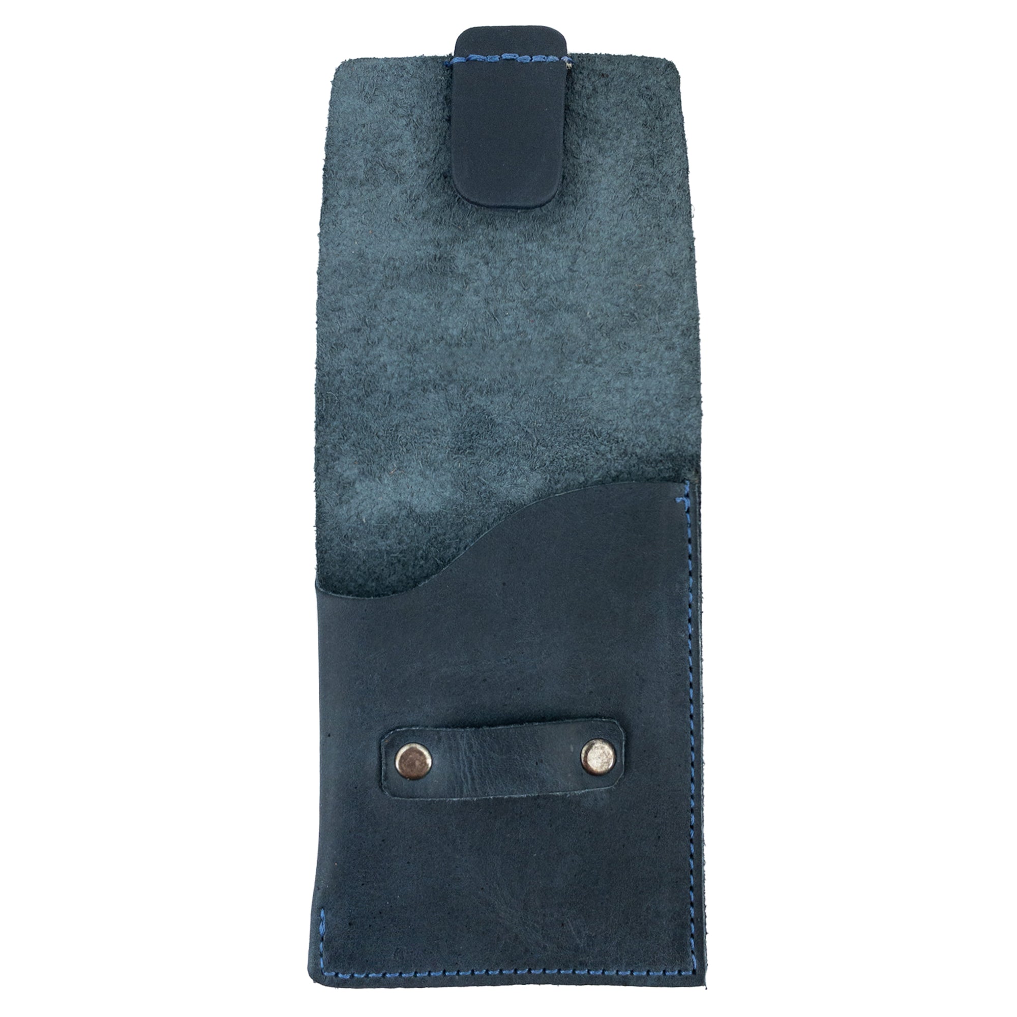 Hide & Drink Slim Card Holder shown upright, sleek and stylish design made from full grain leather. Perfect for holding up to 4 cards plus folded bills, this wallet is lovingly crafted by artisans in La Antigua Guatemala.