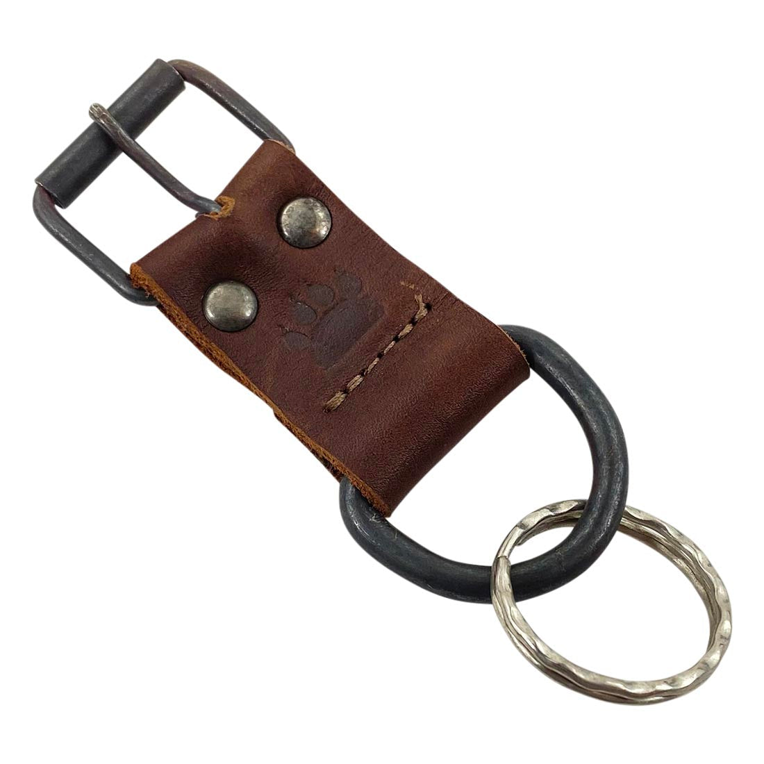 Detailed perspective of Taco Dog's Dog Collar Keychain, showcasing its durable and functional design. This handmade leather keychain is a wonderful gift for dog lovers, produced using small batch methods with artisan care in La Antigua Guatemala & Oaxaca Mexico.
