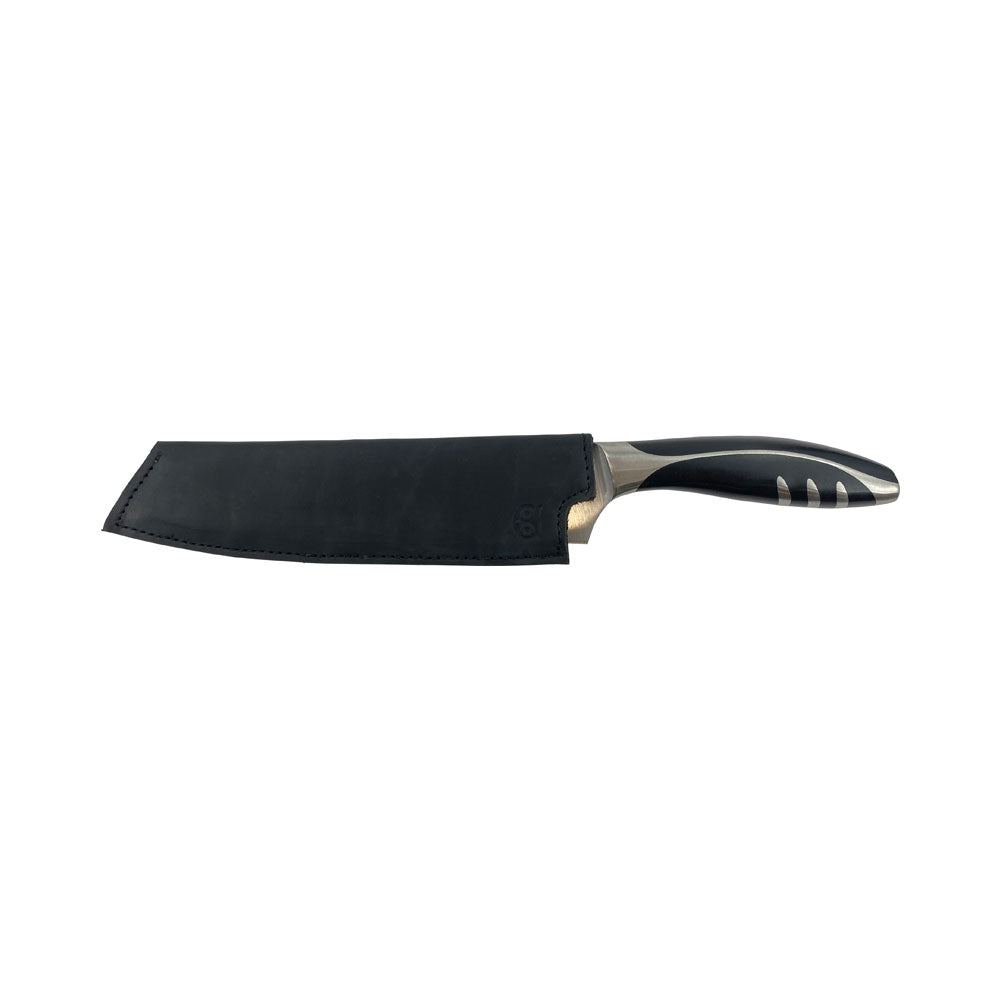 Hide & Drink's Chef Knife Sheath with a black finish, designed to hold 180mm knives; proudly made from Thick Full Grain Leather, crafted by artisans in Oaxaca Mexico.
