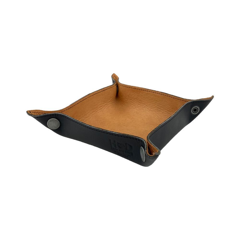 Hide & Drink Valet Tray showcasing a unique leather texture, ideal for coins, keys, and small items. Artisan-crafted in La Antigua Guatemala & Oaxaca Mexico, Catchall Change Key Wallet Coin Box Tray Storage Valet, Full Grain Leather, StockyardX, Small Batch Production, Hand Cut, Hand Sewn, Fire Branded, Artisan.