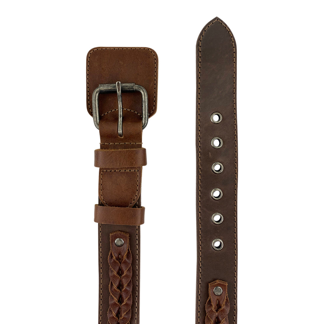 Top view of Taco Dog's Braided Big Dog Collar, emphasizing the quality leather material and precise stitching. A perfect blend of soft and sturdy, this collar is crafted for comfortable wear by large dogs.