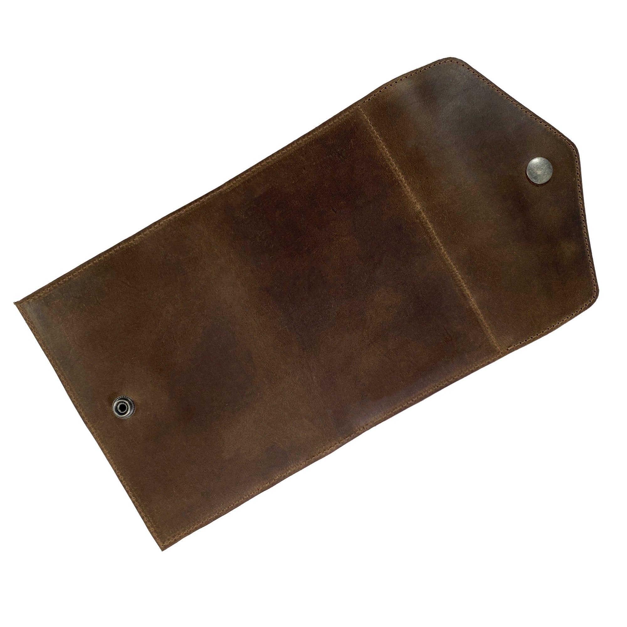 Open layout of the Leather Worx Pocket Notebook Cover for Moleskine (3.5 x 5.5 in.), showcasing the leather's rich texture and quality craftsmanship. This cover is perfect for those who value both style and practicality.