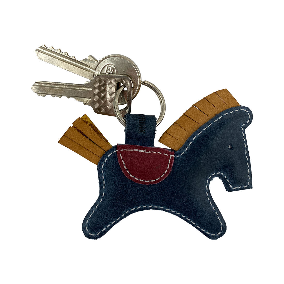Dimensions of the horse Critter Key Chain from Hide & Drink, showcasing its compact and playful design. This functional Animal Key Ring Holder made from Full Grain Leather enhances any key setup. Artisan crafted in La Antigua Guatemala & Oaxaca Mexico.