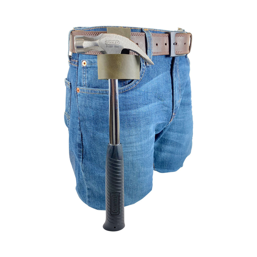 Large Hammer Holster by Hide & Drink, showcasing its rich colors and craftsmanship. An excellent waist axe holster that provides rustic tool organization for craftsmen. Artisan-made in Oaxaca Mexico for superior quality and durability.