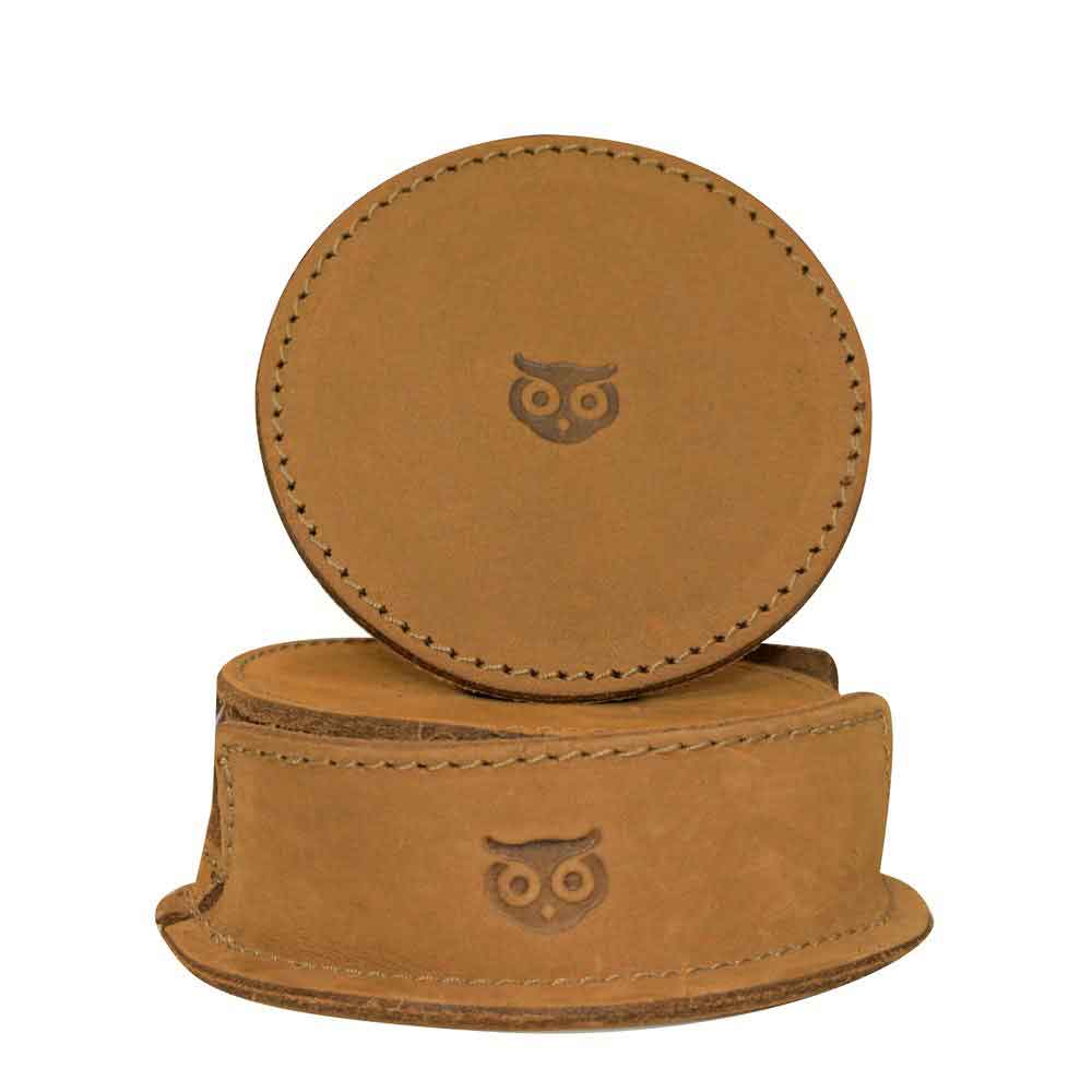 Thick Leather Owl Coasters with Stitching (6-Pack) - Stockyard X 'The Leather Store'