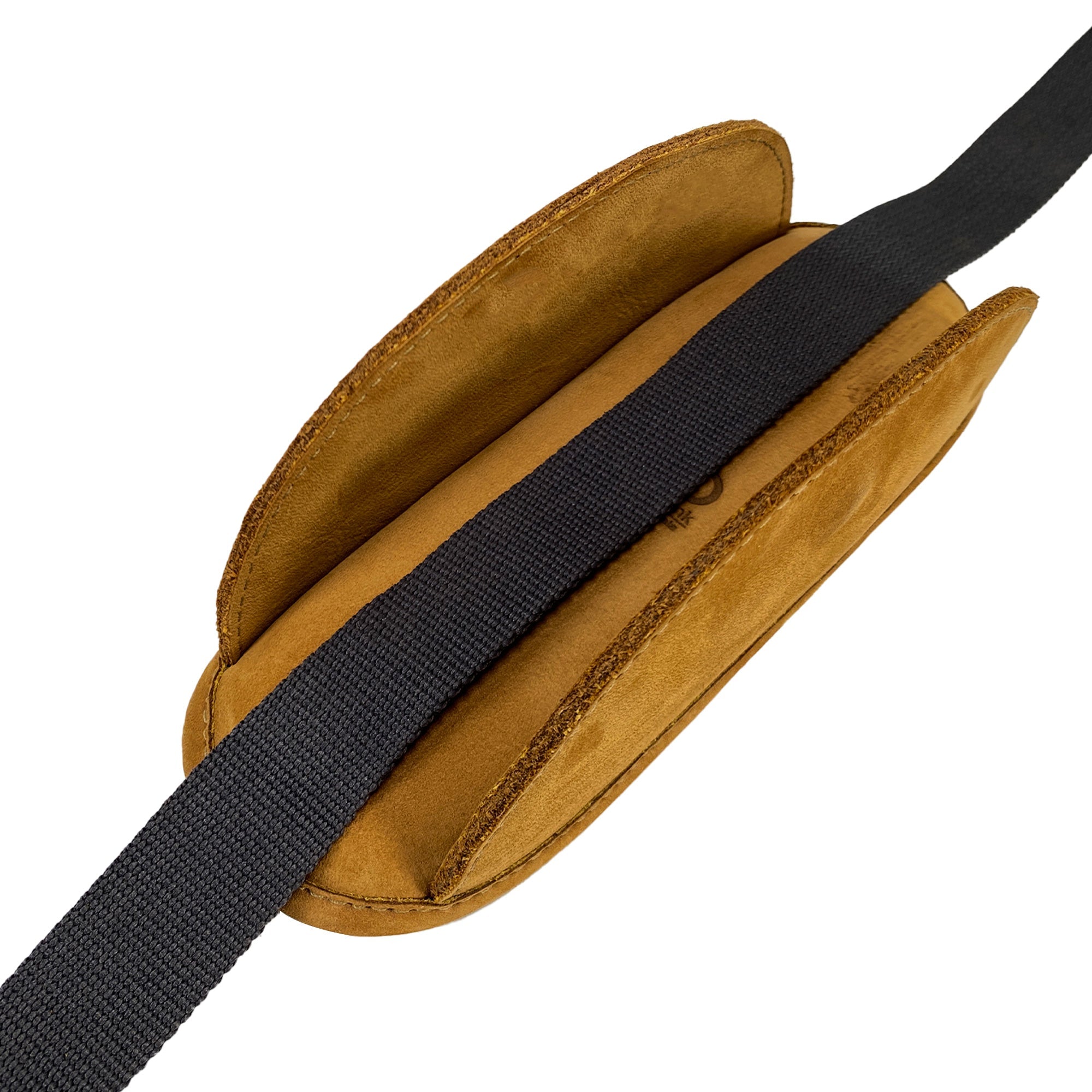 Close-up of the Hide & Drink Shoulder Pad Replacement, showcasing its unique suede texture and design for Shoulder Pad Replacement for Briefcases & Messenger Bags, Laptop Cases, Satchels. This artisan product represents the values of small batch production and handmade quality from La Antigua Guatemala & Oaxaca Mexico.