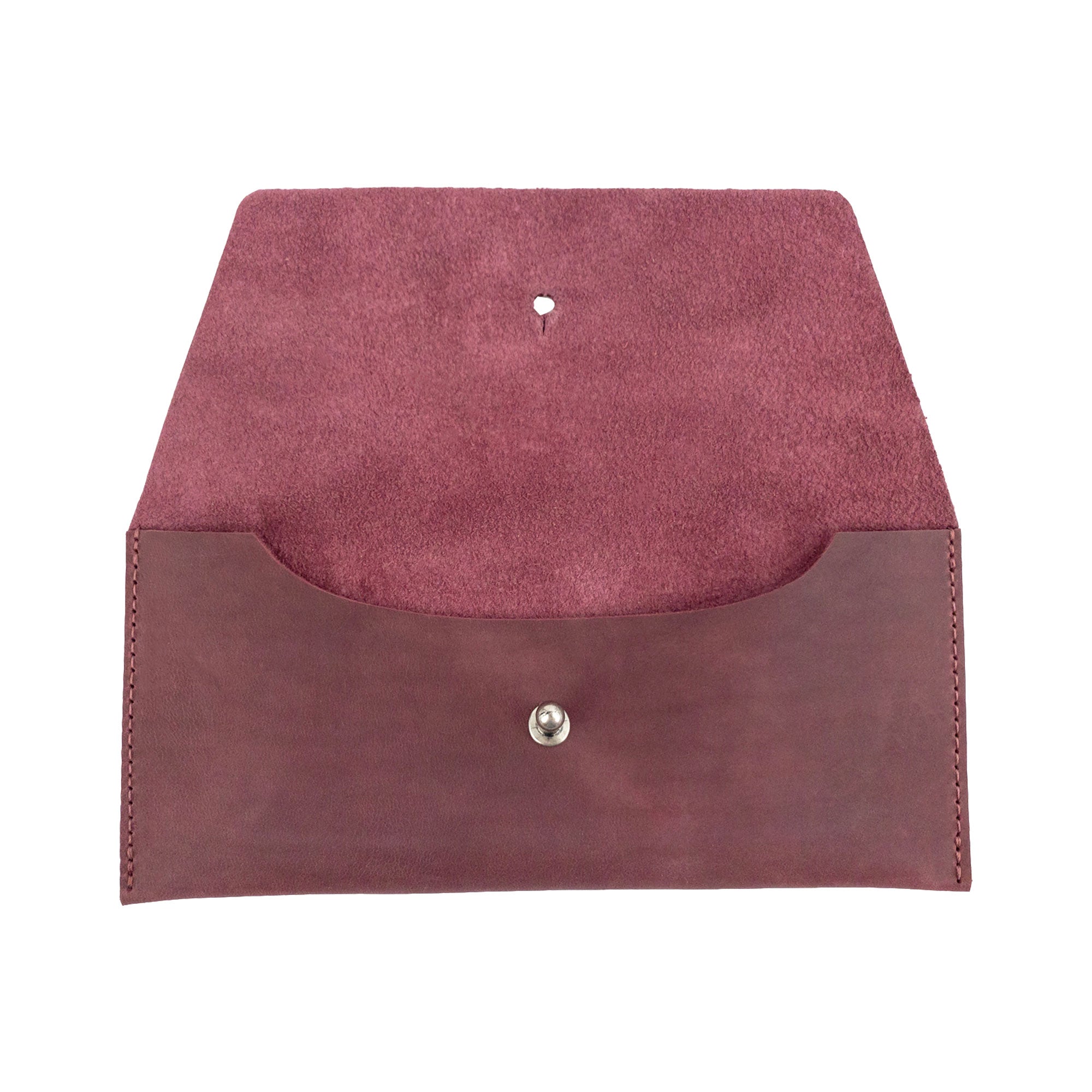 Interior view of the Long Utility Pouch by Hide & Drink in earthy tone, emphasizing its practical storage for cash and cards. An artisan-crafted wallet that blends style and function.