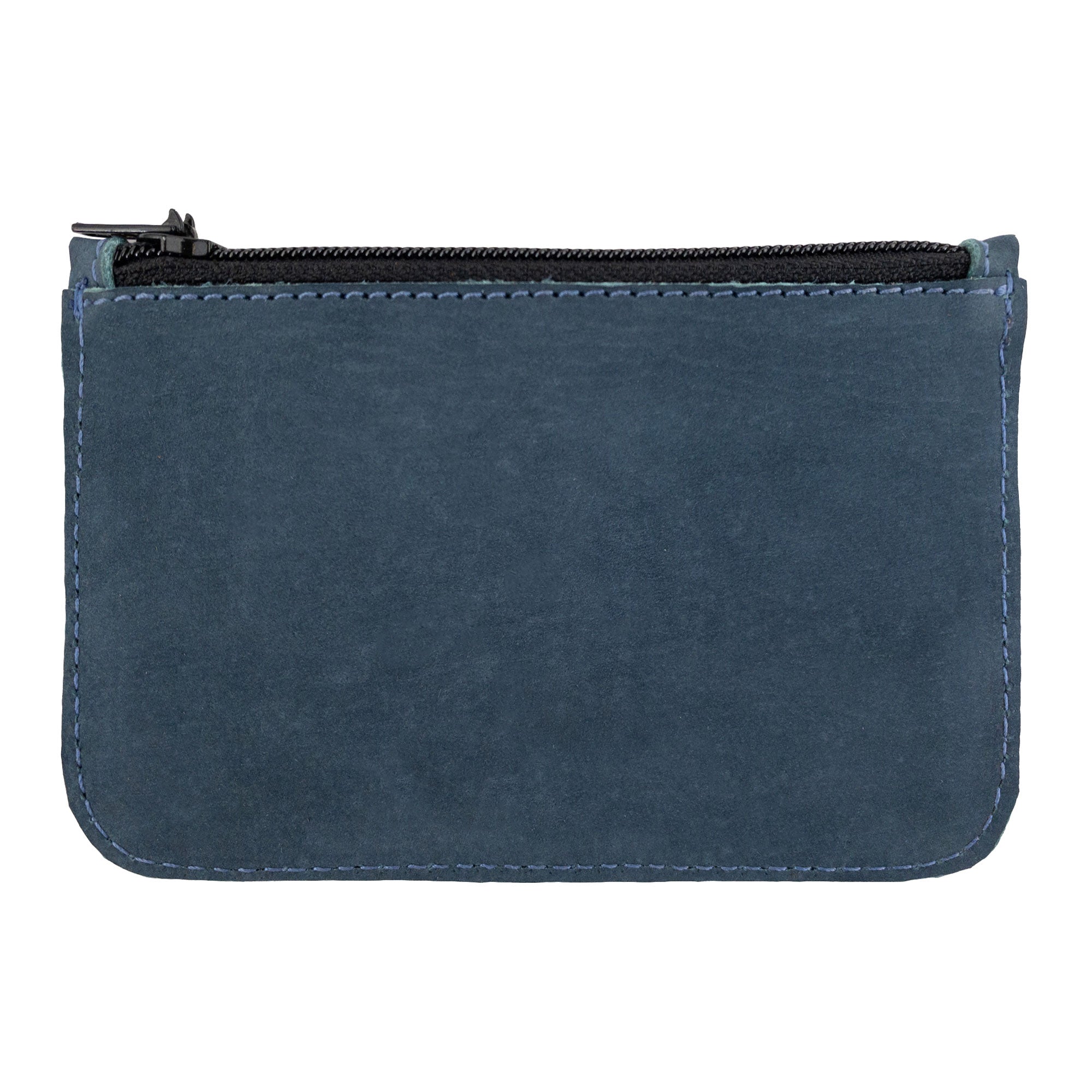 Back view of a second Hide & Drink Zippered Wallet, featuring a refined Full Grain Leather texture. This practical card case ensures organized storage for travel accessories, folded bills, and coins, representing artisanal craftsmanship from La Antigua Guatemala & Oaxaca Mexico.