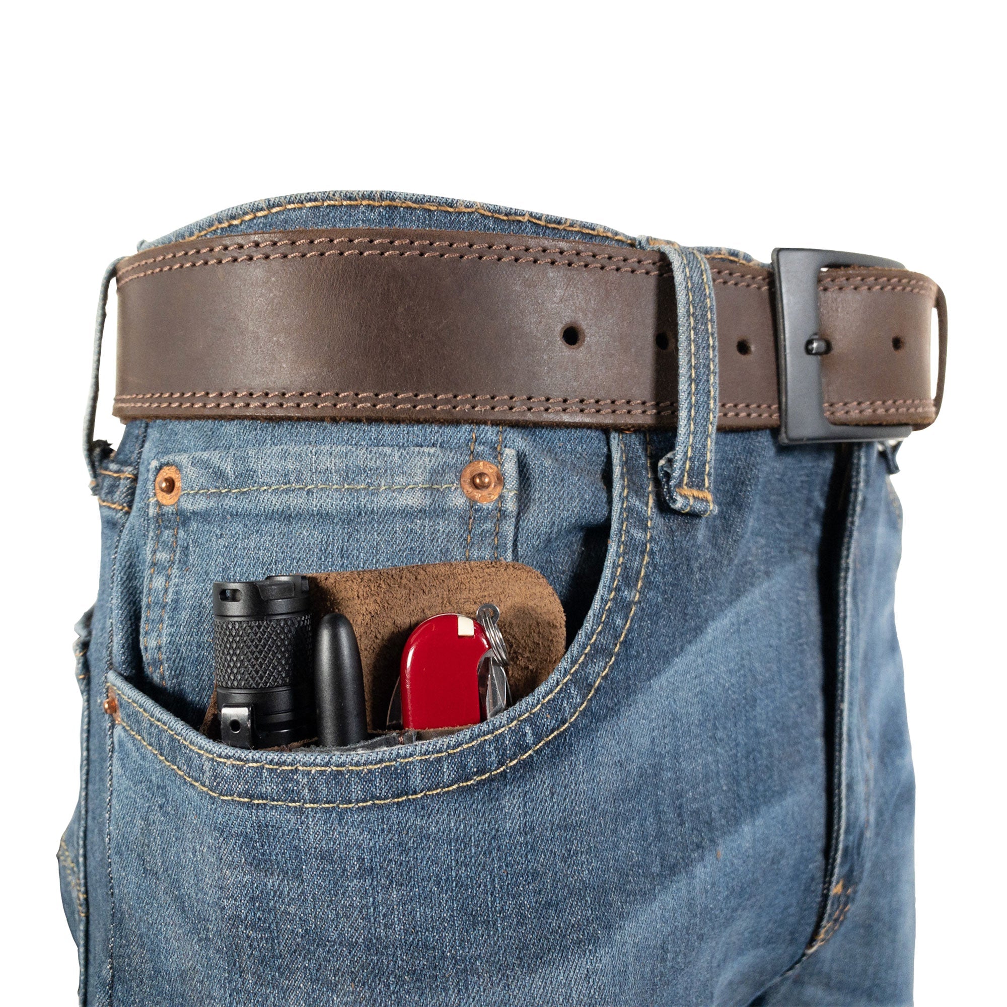 The Compact EDC Tool Holster by Valhalla Gear with authenticity card; representing quality and craftsmanship. This full grain leather pocket case is an ideal rustic sleeve for tools, embodying small batch production excellence.