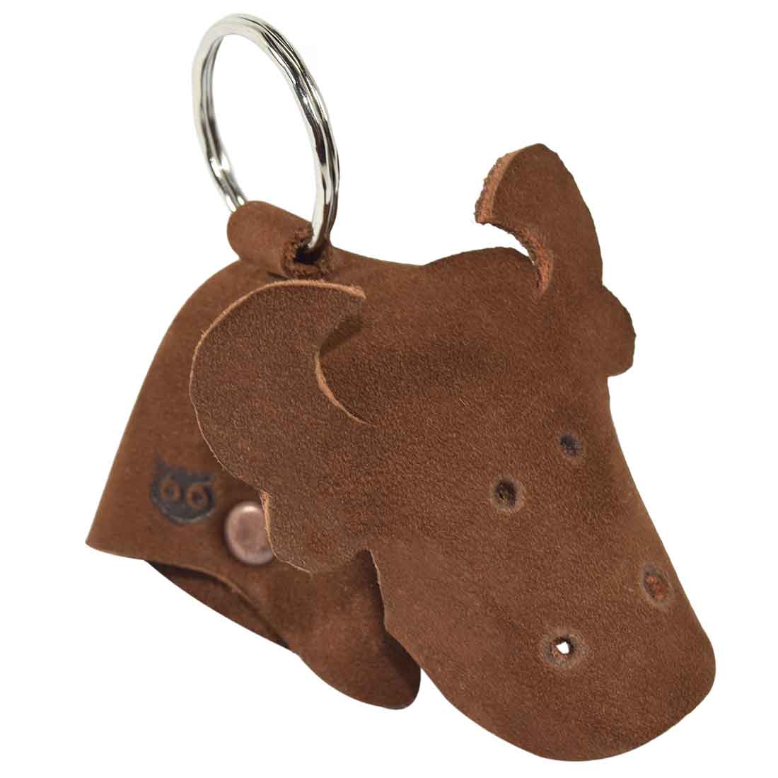 Full Grain Leather Animal Key Chain from Hide & Drink featuring a lovely cow design, perfect as a fob charm. This Critter Keychain also acts as an animal key holder charm pendant, crafted by artisans in La Antigua Guatemala with a focus on small batch production.