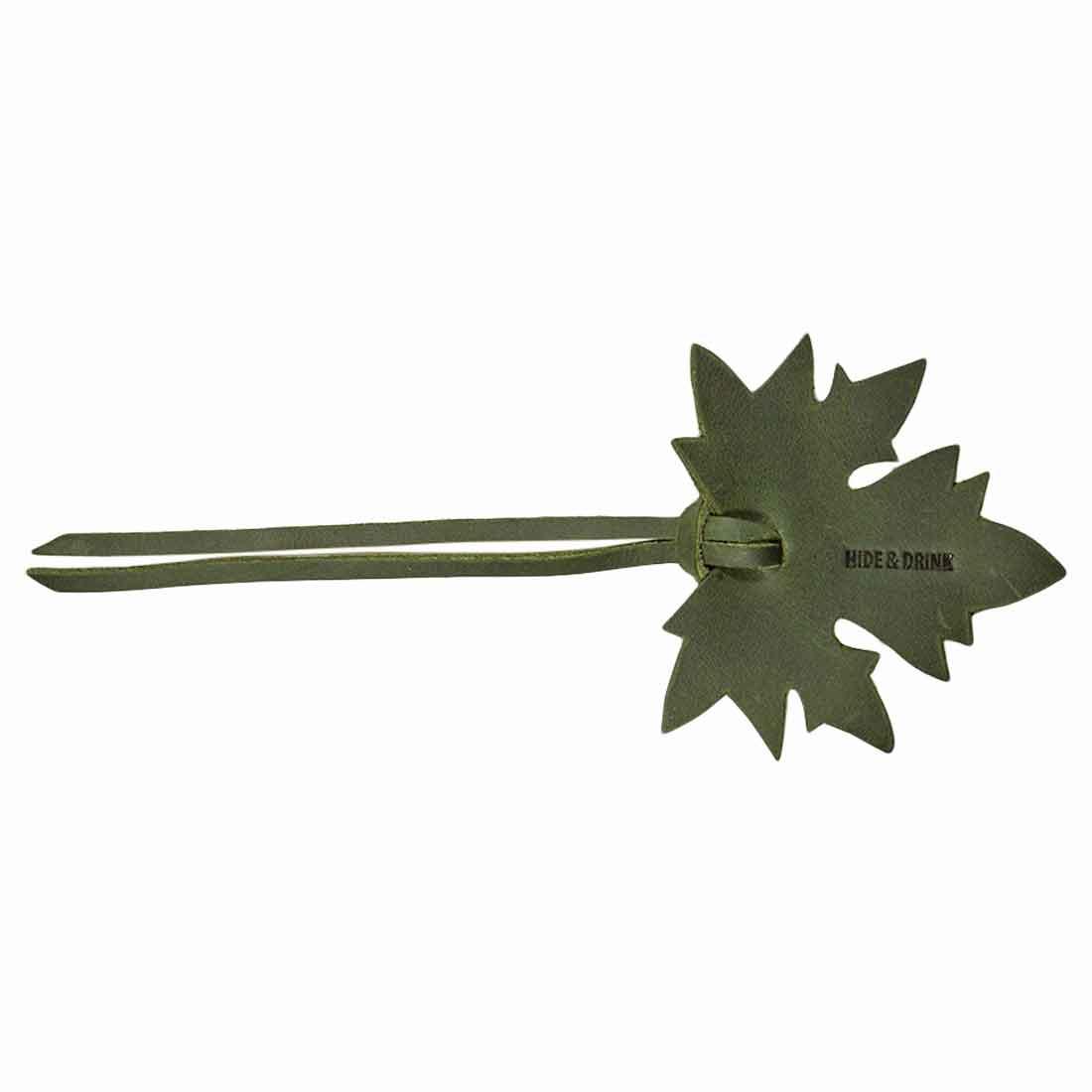 A single Autumn Bookmark (3 pack) by Hide & Drink displayed against a clean background, showcasing its maple leaf design and quality craftsmanship. Perfect for book lovers, this bookmark makes an excellent gift, crafted from soft full grain leather. Autumn Bookmark (3 Pack), Bookworm Gifts, Cute Accessories, Artisan, Handmade in La Antigua Guatemala.