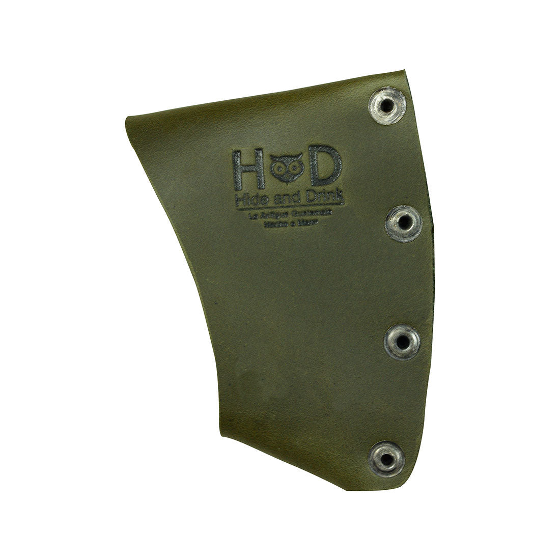 Well-crafted Hatchet Blade Cover by Hide & Drink, designed as a protective axe head sheath using durable full grain leather. This artisan accessory is perfect for lumberjacks and ideal for outdoor essentials, handmade in La Antigua Guatemala & Oaxaca Mexico.