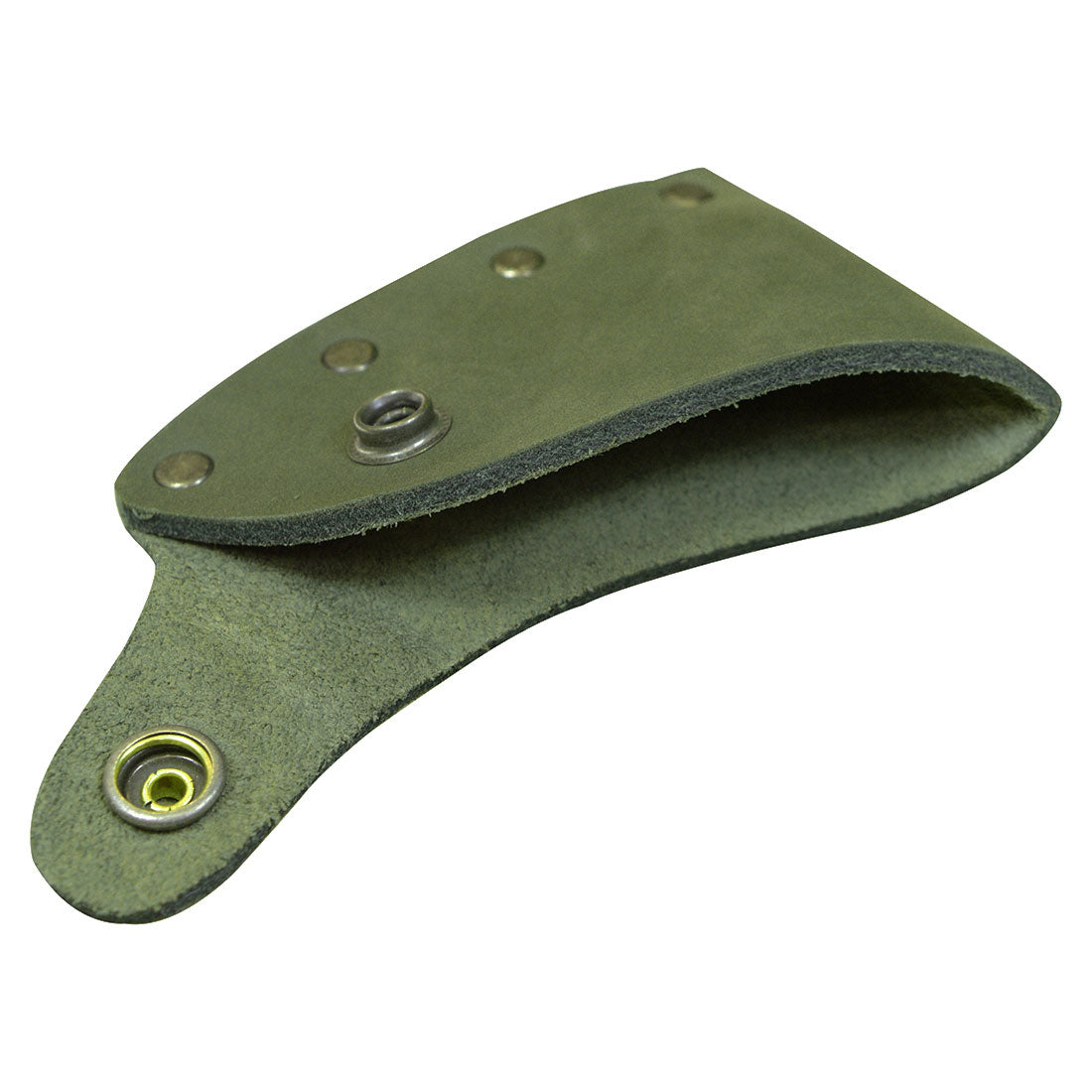 Elegant Hatchet Blade Cover by Hide & Drink, designed as a protective axe head sheath with high-quality full grain leather. This artisan accessory is ideal for outdoor enthusiasts and campers, expertly handmade in La Antigua Guatemala & Oaxaca Mexico.