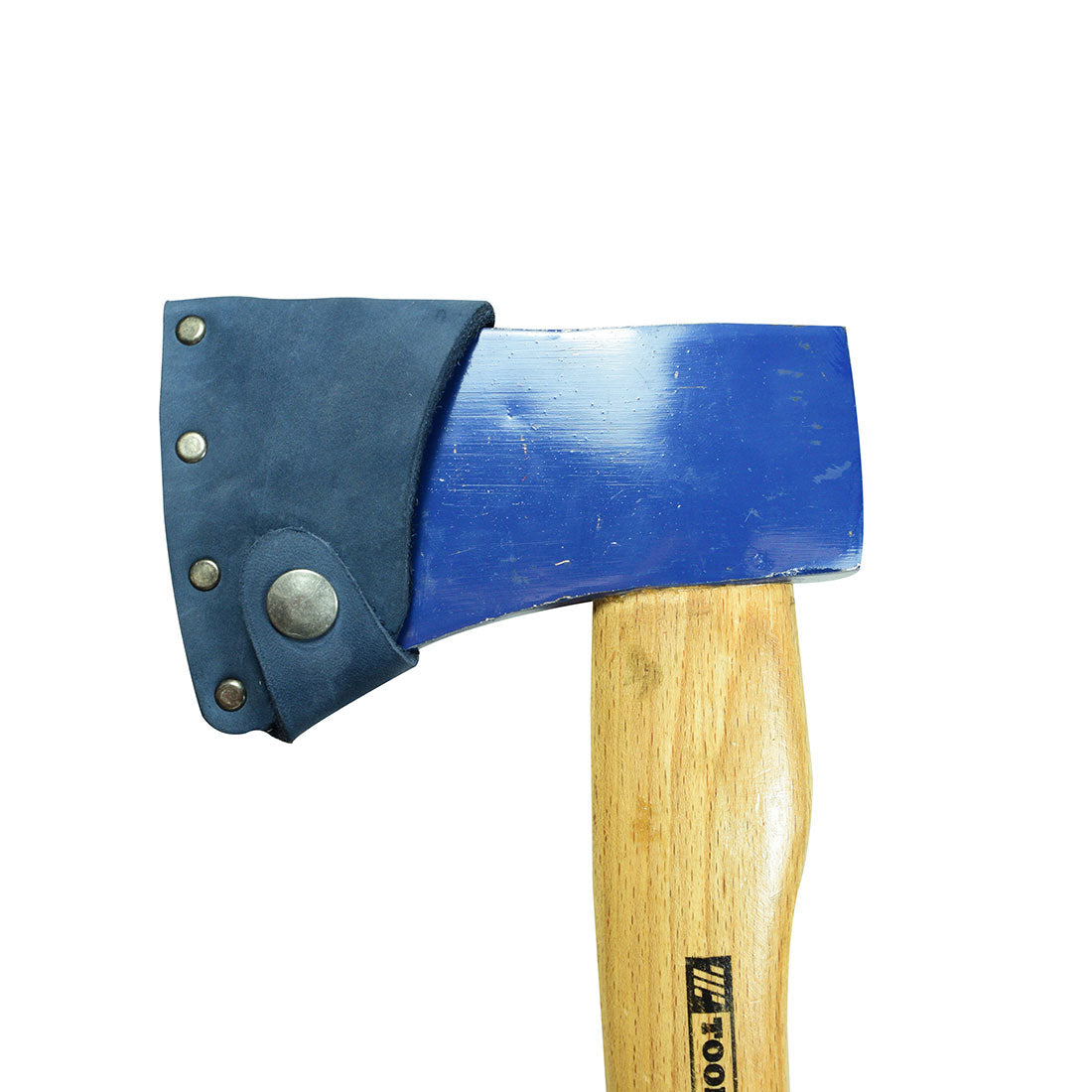 Stylishly designed Hatchet Blade Cover by Hide & Drink, acting as a protective axe head sheath. Made from durable full grain leather, this artisan piece enhances any camping gear for outdoor enthusiasts, showcasing craftsmanship handmade in La Antigua Guatemala & Oaxaca Mexico.