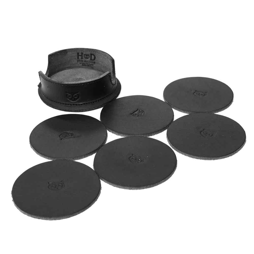 Thick Leather Owl Coasters (6-Pack) - Stockyard X 'The Leather Store'