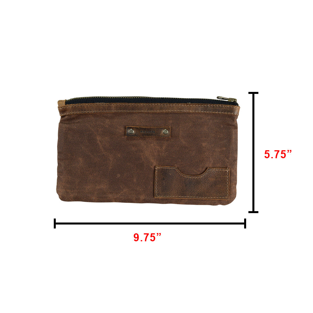 Dimensions of the Traveler Organizer by Hide & Drink, emphasizing its compact size for efficient organization. This All Purpose Utility Pouch made from Waxed Canvas & Full Grain Leather is an essential Travel Accessories item for camping. Each piece is crafted through Small Batch Production, highlighting the artisanal touch of being Hand Cut and Hand Sewn in La Antigua Guatemala & Oaxaca Mexico.