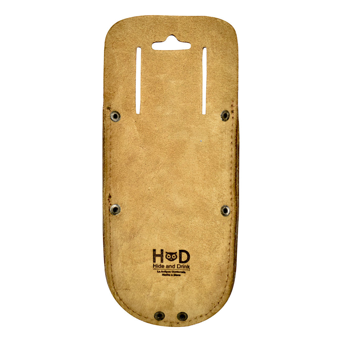Hide & Drink Garden Pruner Sheath in rich leather tone, showcasing its durability and functionality for garden scissors. This artisan product includes a belt loop for hands-free gardening.