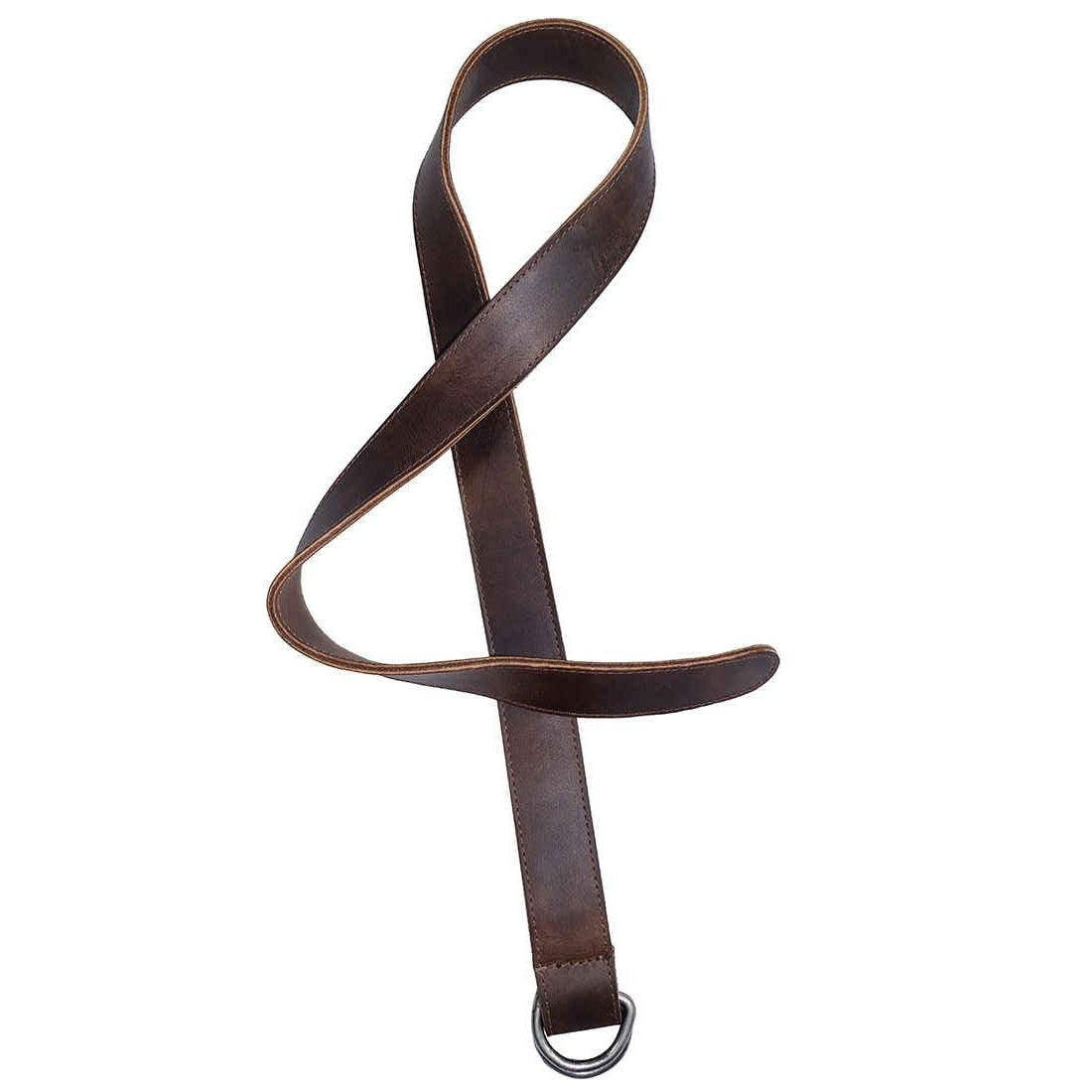 The Hide & Drink D-Ring Leather Belt elegantly draped to display its luxurious texture. This 1.25 in. Wide Belt with D-Ring Buckle is ideal for size 30 to 34. Made from high-quality Full Grain Leather, this handmade piece celebrates artisan traditions from La Antigua Guatemala & Oaxaca Mexico.