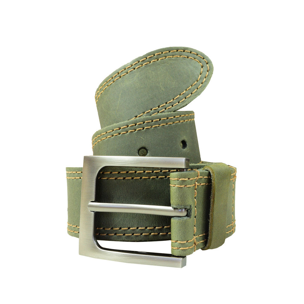 Two Row Stitch Leather Belt - Stockyard X 'The Leather Store'