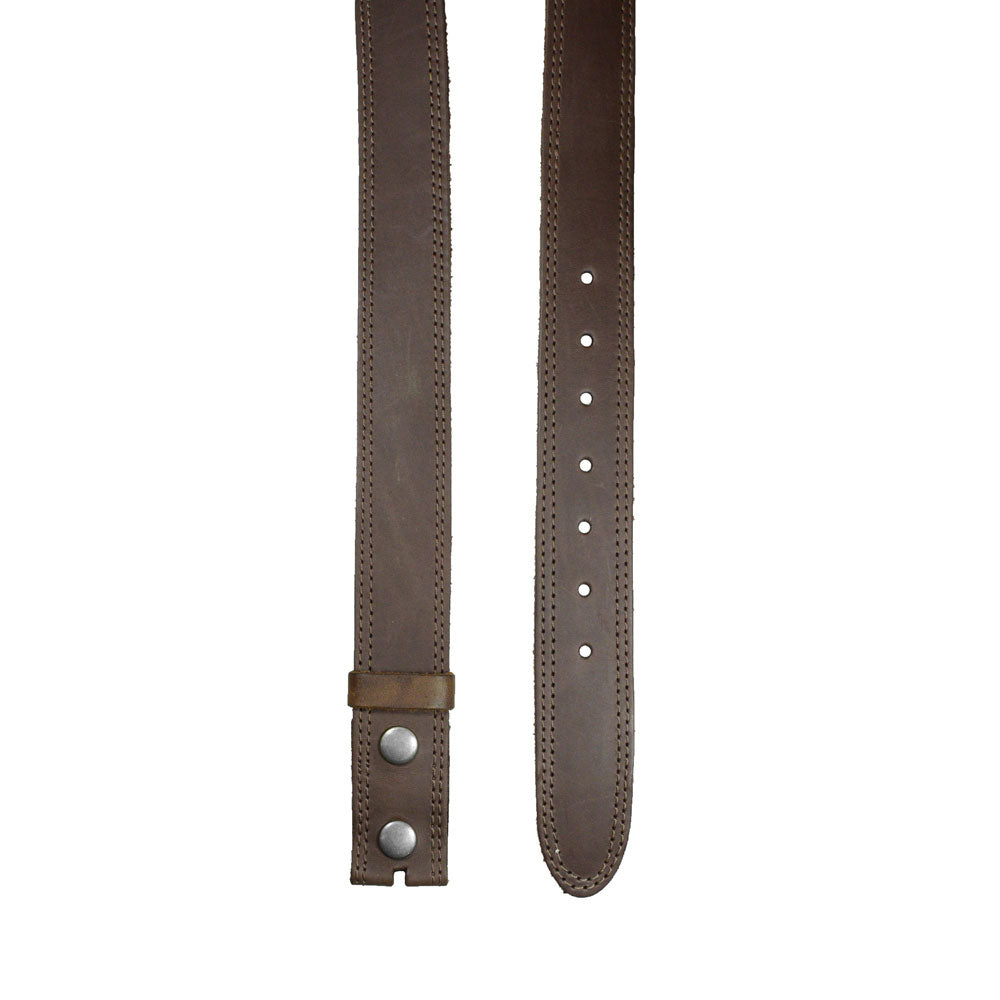 Men's Double Stitched Thick Leather Snap On Belt - Stockyard X 'The Leather Store'