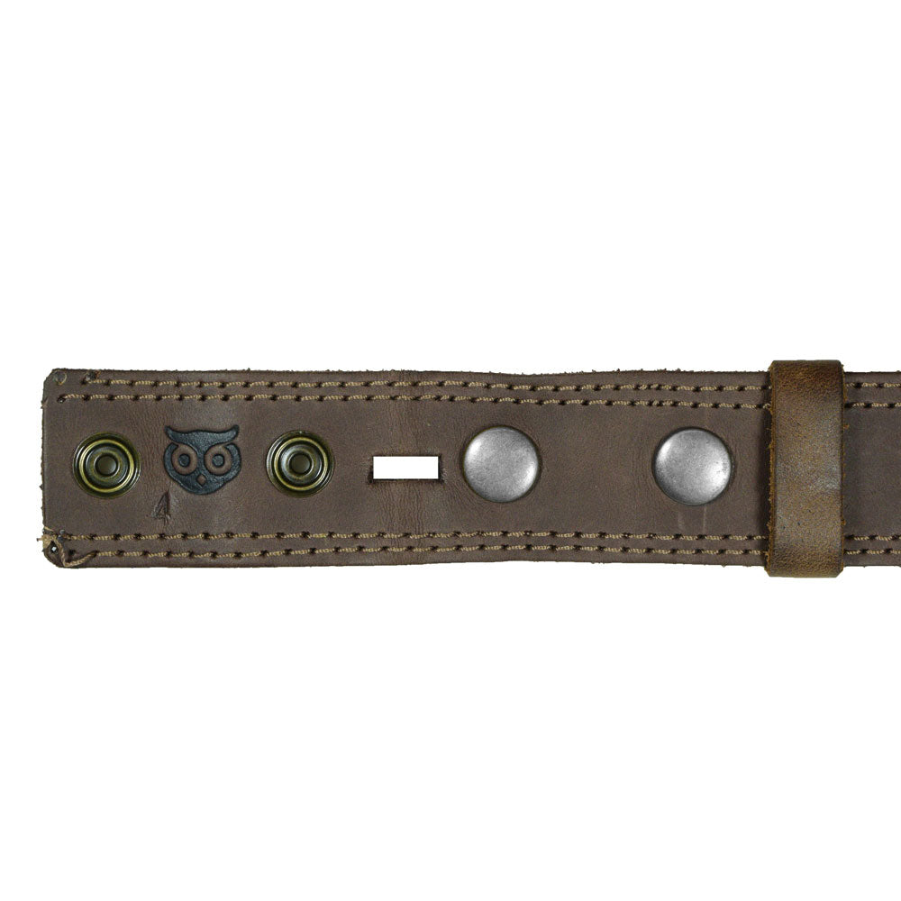 Men's Double Stitched Thick Leather Snap On Belt - Stockyard X 'The Leather Store'