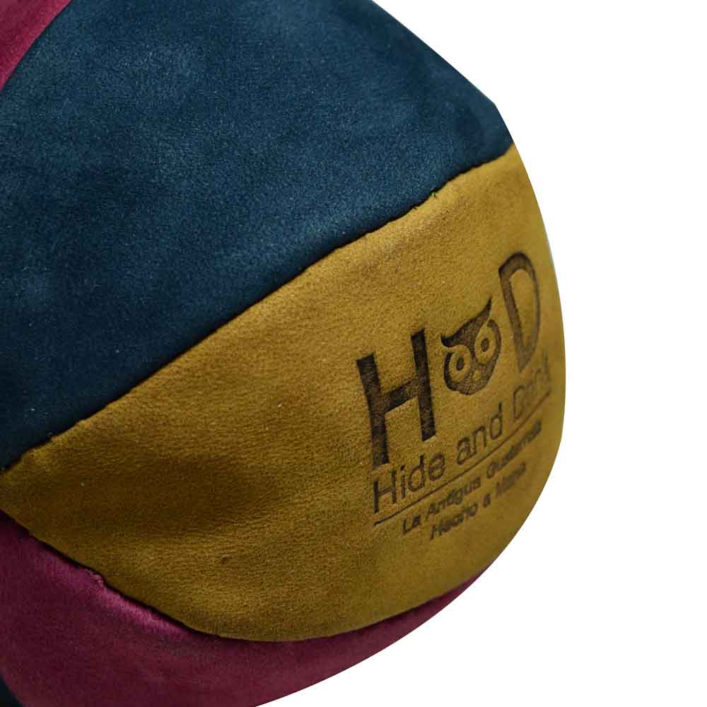 Detailed view of Hide & Drink Leather Juggling Balls (3-Pack) with vibrant colors and textures. Full Grain Leather Juggling Balls Set of 3, crafted following Small Batch Production, Hand Cut, Hand Sewn, and Fire Branded by skilled Artisans. Handmade in La Antigua Guatemala & Oaxaca Mexico.