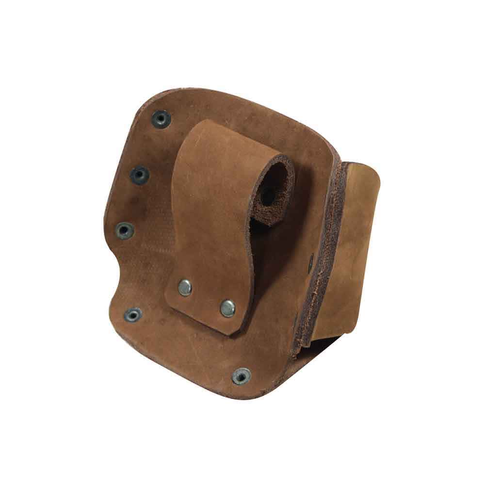 Hide & Drink's artisan Large Tape Holster in red leather, perfect for secure storage of tools. Ideal for electricians seeking functionality and style.