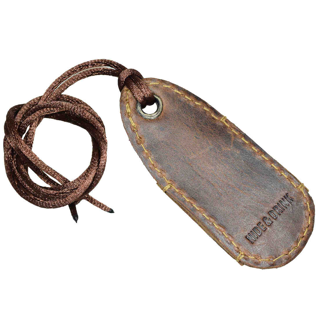 Mini Pen Holder by Hide & Drink, showcasing a unique Lanyard Pen Holder in Full Grain Leather, designed for ease of use. This artisan-made item is an excellent choice for Office Supplies and Bookworm Accessories. Crafted with pride in La Antigua Guatemala, the product reflects small batch production with a focus on hand cut, hand sewn quality, and fire branded details.