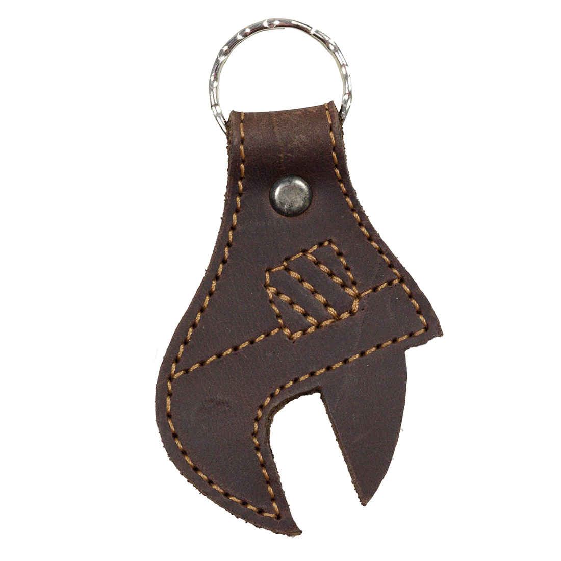 Stylish Hide & Drink Wrench Keychain made from durable Full Grain Leather. This small tool ornament is a must-have for anyone who appreciates handmade accessories. Artisan-crafted in La Antigua Guatemala, perfect for keys or as a decorative piece.