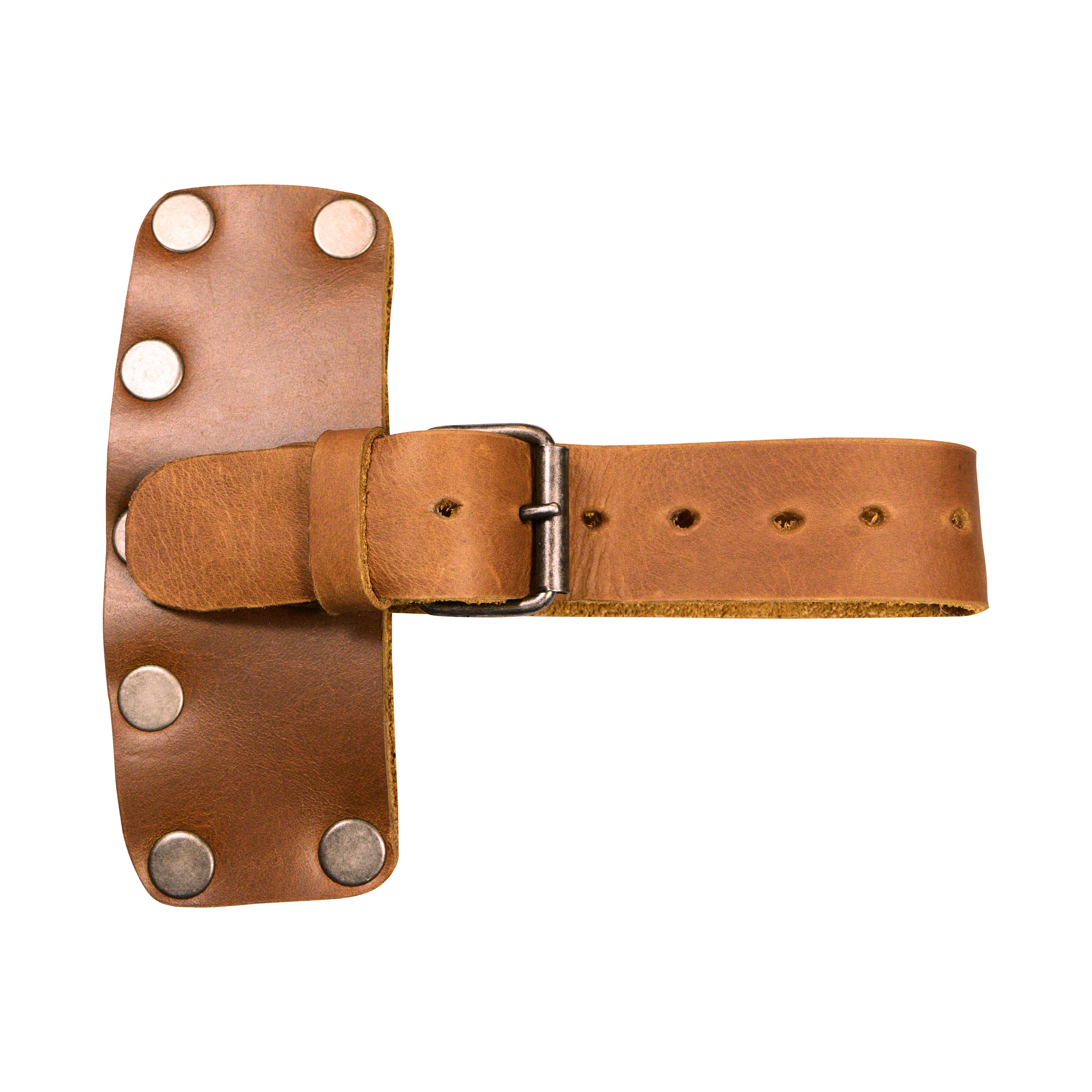 Hide & Drink Lumberjack Axe Sheath with a rich leather surface and sturdy adjustable strap. This protector holster is expertly made from full grain leather, highlighting the care that goes into small batch production and artisanal crafting.
