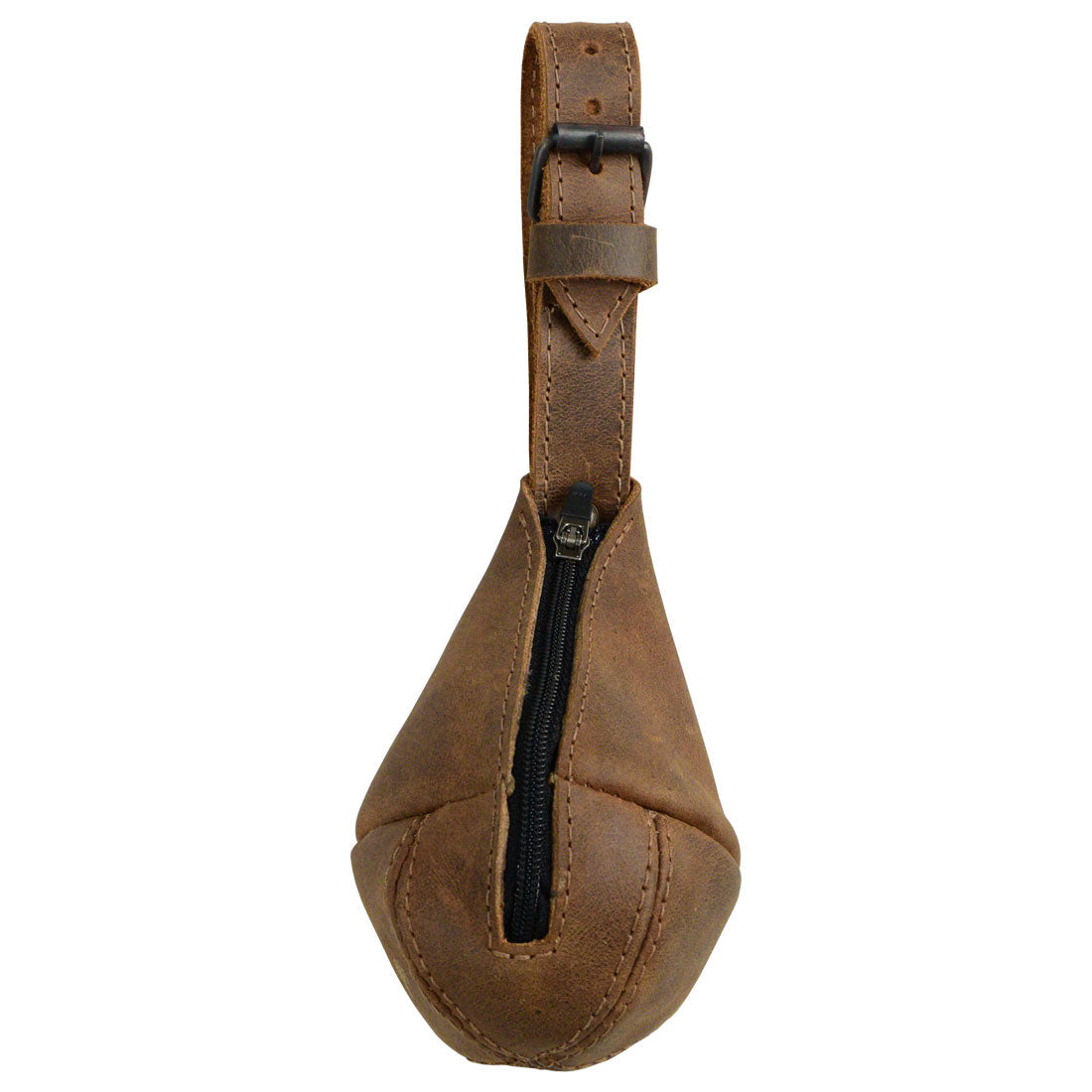 Drop Shape Case by Hide & Drink, crafted from Full Grain Leather, showcasing a unique design that doubles as a multipurpose hanging bag, coin cash pouch, key organizer, and cable holder. Artisan handmade in La Antigua Guatemala & Oaxaca Mexico, with small batch production, hand cut and hand sewn details.