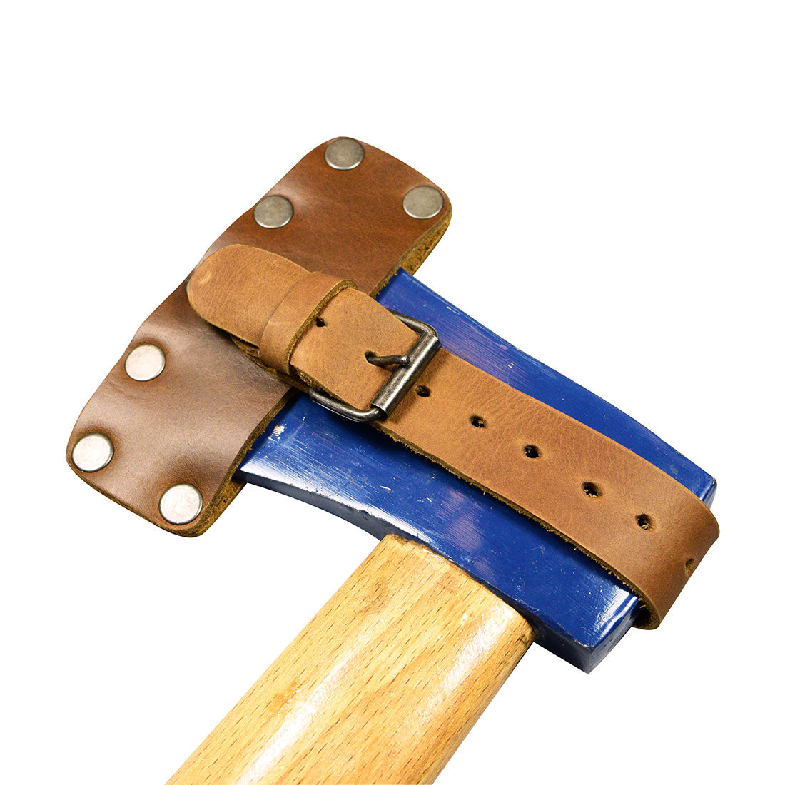 The practical design of the Hide & Drink Lumberjack Axe Sheath, showcasing its leather craftsmanship and adjustable strap. This rustic protector holster is constructed from full grain leather, embodying artisan techniques from La Antigua Guatemala.