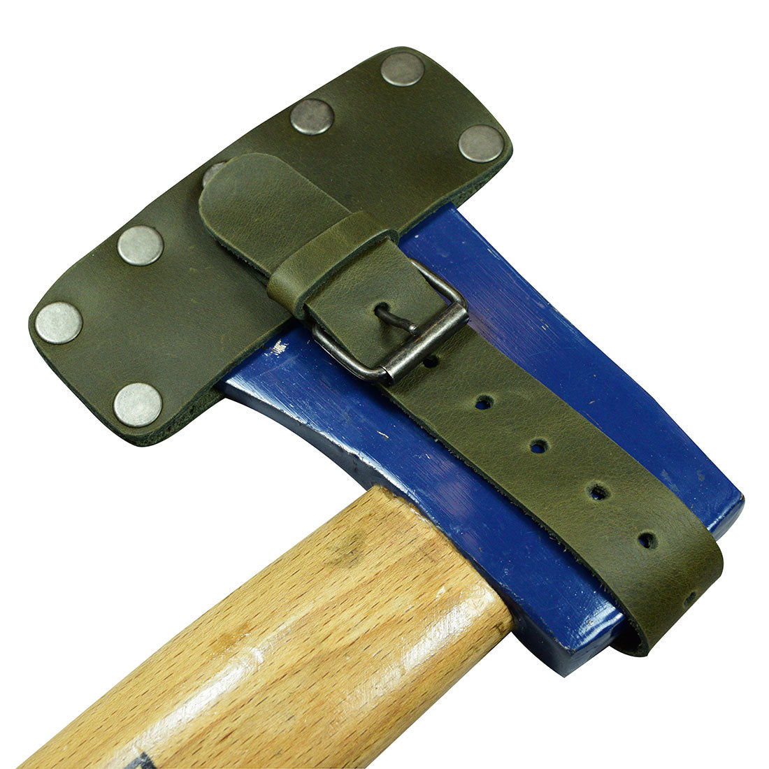 An overview of the Hide & Drink Lumberjack Axe Sheath, showcasing its durable adjustable strap and rustic design. This full grain leather protector holster reflects the artisan touch of small batch production.