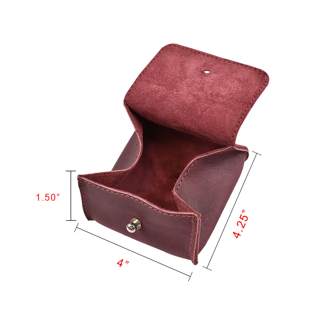Interior view of a Hide & Drink Jewelry Pouch displaying its practical storage for rings. A great addition to wedding gifts showcasing small batch artisan production.