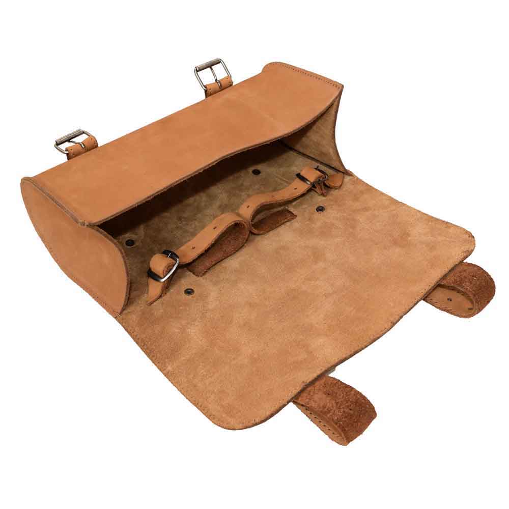 Hide & Drink Leather Motorcycle Tool Bag displayed beautifully in a modern style, made from quality Full Grain Leather for bikers needing a reliable Biker Bag for Tools and Essentials. This practical Handlebar Bag with Adjustable Straps functions effectively as a Tool Organizer, showcasing artisan craftsmanship from La Antigua Guatemala & Oaxaca Mexico.