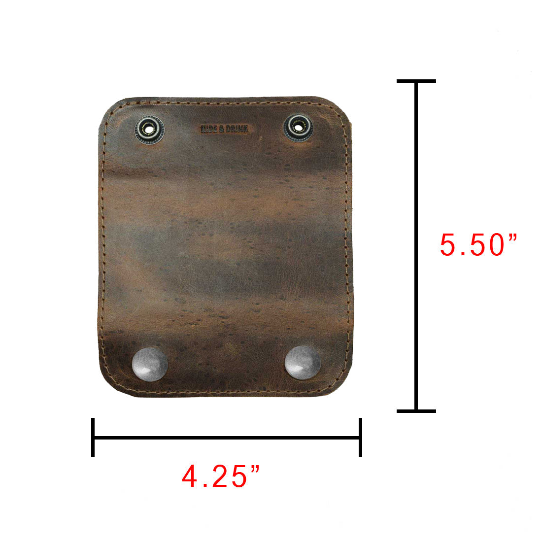 A size reference image for the Hide & Drink Handle Grip Replacement, including dimensions for customers. Highlighting its unique Full Grain Leather quality, this artisan product is essential for those looking for a reliable Handle Grip Replacement for their travel accessories.