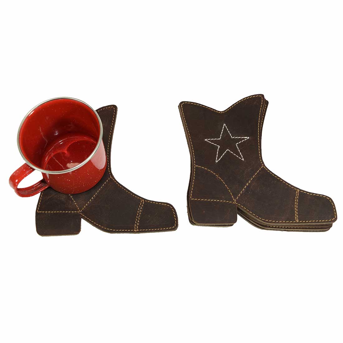 Texas Cowboy Boot Coaster Set (6-Pack) - Stockyard X 'The Leather Store'